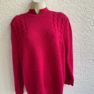 Raspberry Chunky Sweater M Puff  Long Sleeve Vintage 100% ACRYLIC